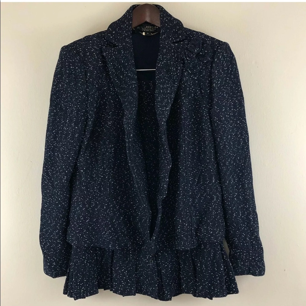 St John 2 Piece Skirt Suit Set Marled Wool Size 6